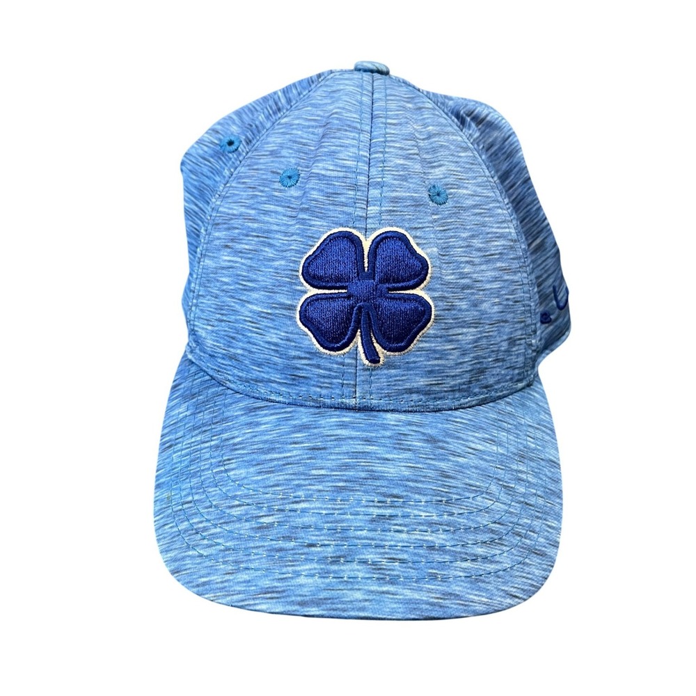 Black Clover Hat Mens S/M Blue Heathered Memory Fit Live Lucky Four Leaf Clover